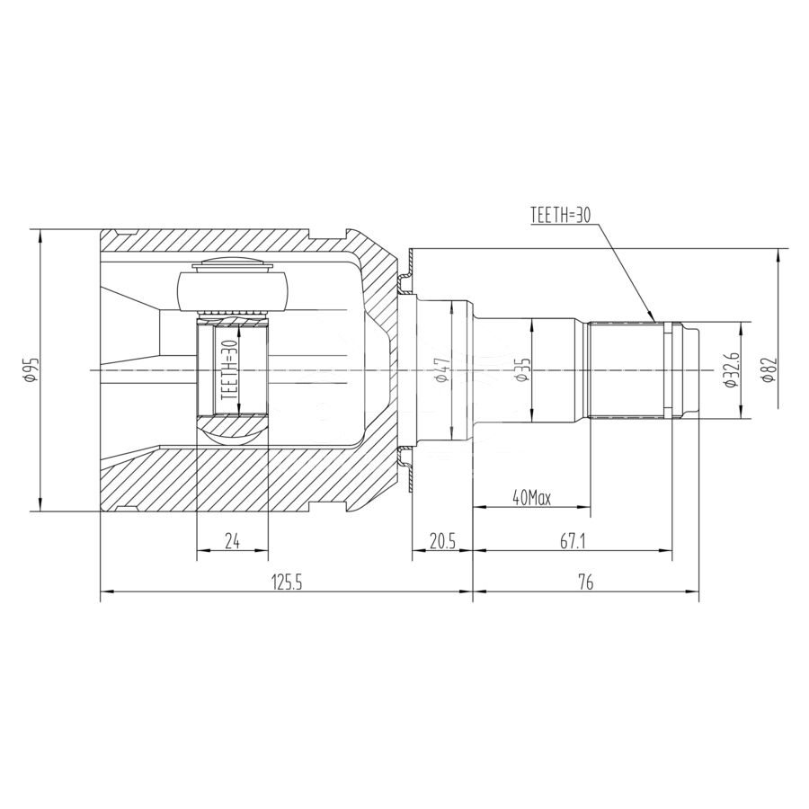 ШРУС внутренний KRAUF CVJ1266HR (CVJ1266HR)