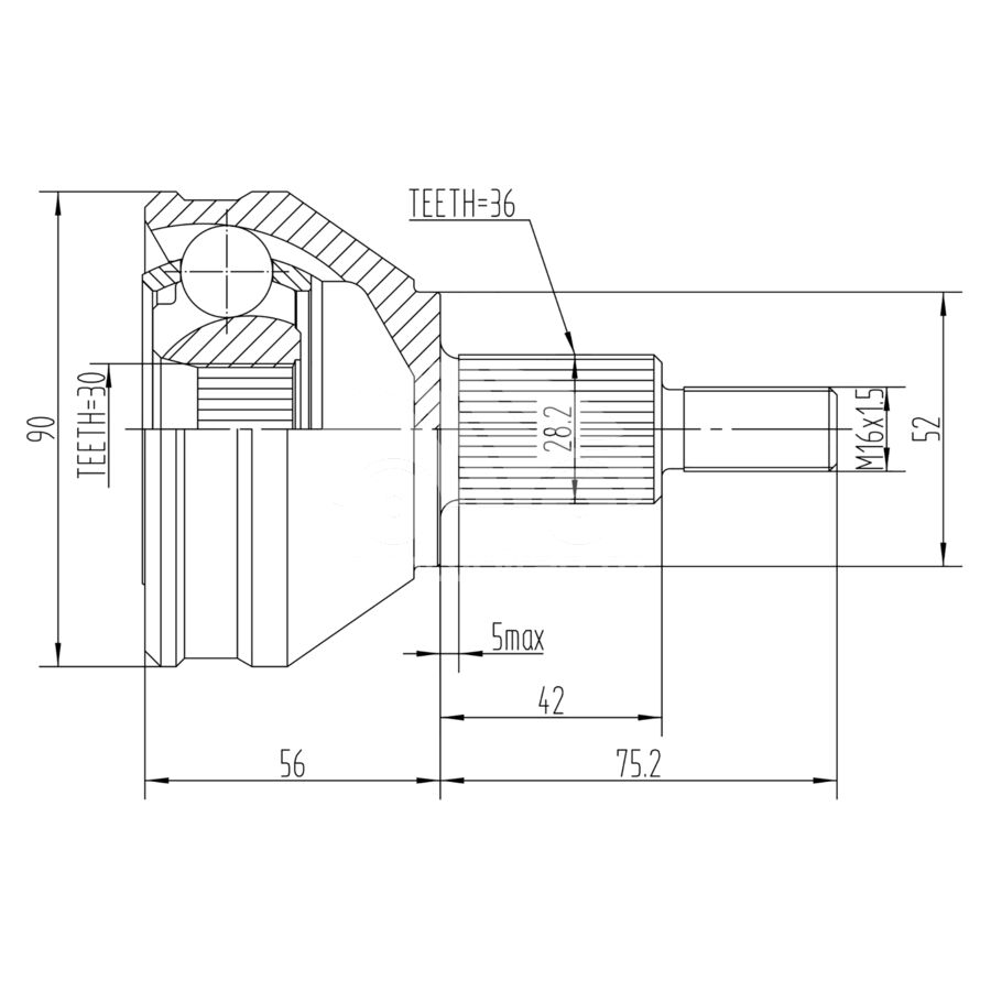 ШРУС наружный KRAUF CVJ1076HR (CVJ1076HR)